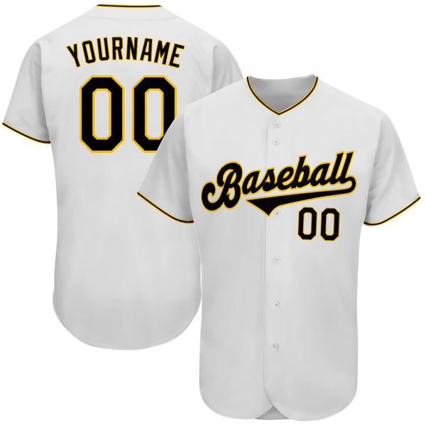 Custom White Gold-Black Classic Style Authentic Baseball Jersey