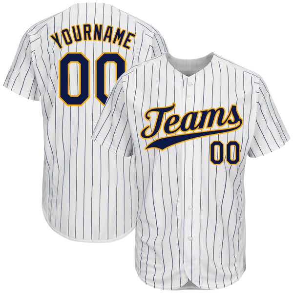 Custom Team Baseball Authentic Navy Jersey Gold