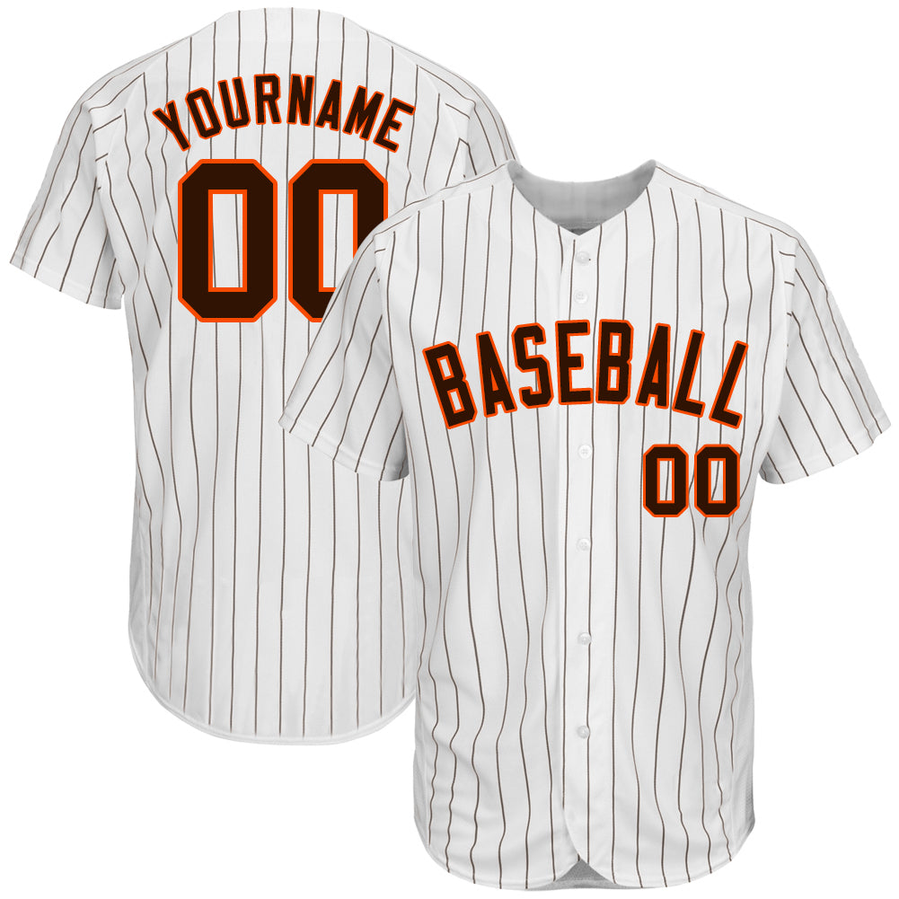 Sale Build Orange Baseball Authentic White Brown Strip Jersey