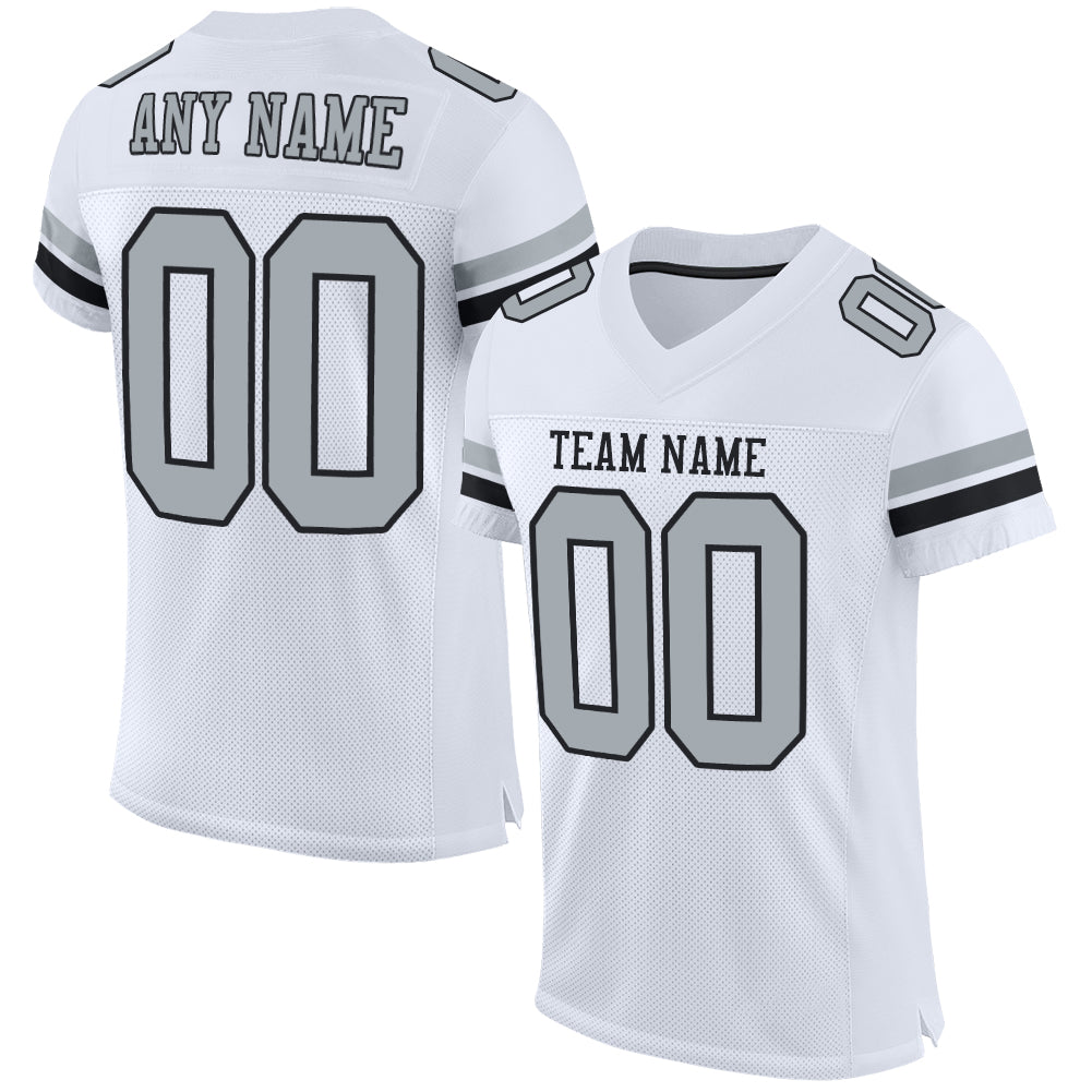 Custom White Burgundy-Gold Mesh Authentic Football Jersey