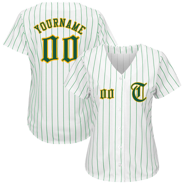 Custom Gold Green Strip Green-White Authentic Baseball Jersey Discount