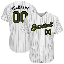 Загрузить изображение в средство просмотра галереи, Custom White Black Pinstripe Olive-Black Authentic Memorial Day Baseball Jersey
