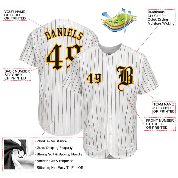 Sale Build Gold Baseball Authentic White Brown Strip Jersey Brown –  CustomJerseysPro