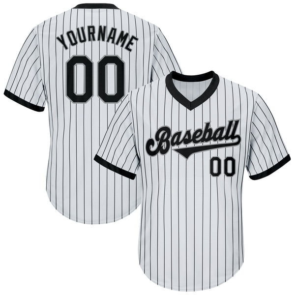 Creat Baseball Authentic White Black Strip Black Throwback Gray