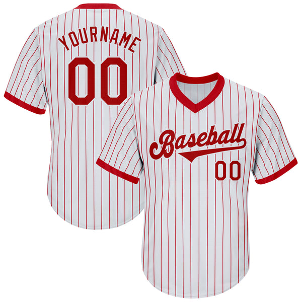 Sale Build White Baseball Authentic White Red Strip Throwback Shirt Red –  CustomJerseysPro