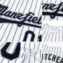 Загрузить изображение в средство просмотра галереи, Custom White Black Pinstripe Black-Gray Authentic Baseball Jersey
