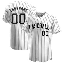 Загрузить изображение в средство просмотра галереи, Custom White Black Pinstripe Black-Gray Authentic Baseball Jersey
