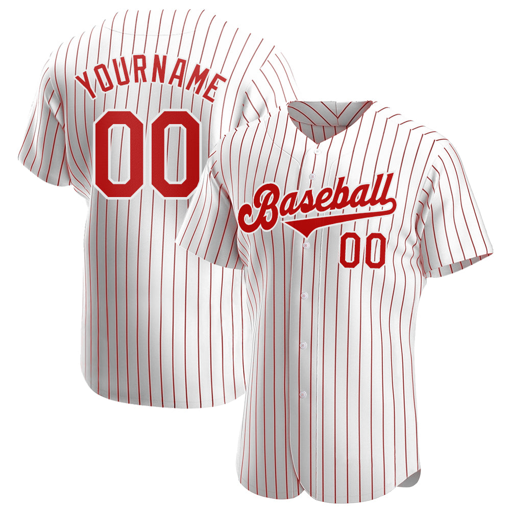 Sale Build White Baseball Authentic White Red Strip Jersey Red –  CustomJerseysPro
