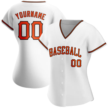 Custom White Orange-Black Authentic Baseball Jersey