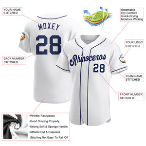 Custom White Navy Authentic Baseball Jersey