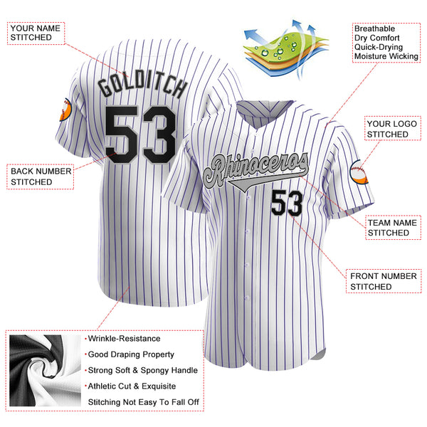 Sale Build Gray Baseball Authentic White Purple Strip Jersey Black –  CustomJerseysPro