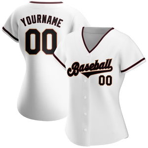 Custom White Black-Crimson Authentic Baseball Jersey