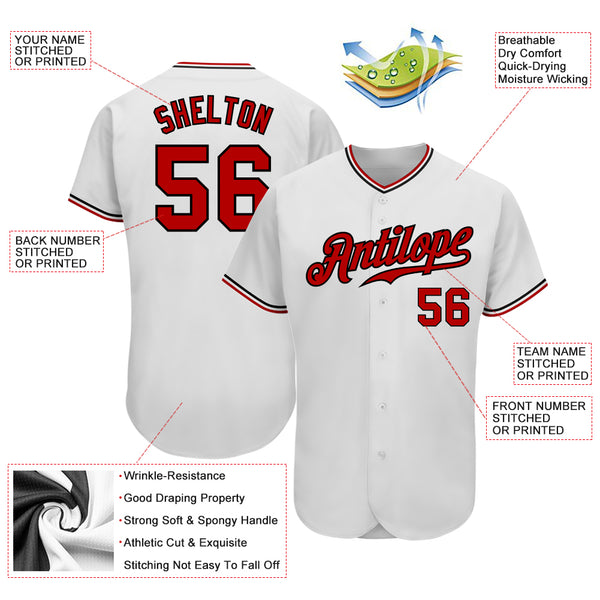 Sale Build Black Baseball Authentic White Jersey Red – CustomJerseysPro