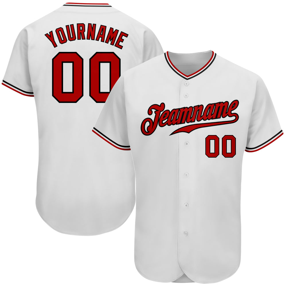 Sale Build Black Baseball Authentic Red Jersey White – CustomJerseysPro