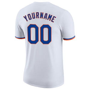 Custom White Royal-Orange Performance T-Shirt