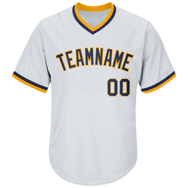 Sale Build Gold Baseball Authentic White Navy Strip Throwback