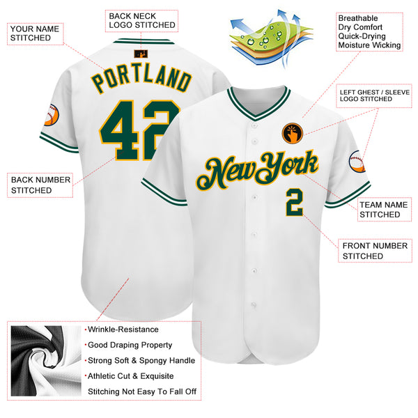 Sale Build Gold Baseball Authentic White Jersey Green – CustomJerseysPro