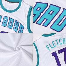 Load image into Gallery viewer, Custom White Purple-Gray Authentic Throwback Basketball Jersey
