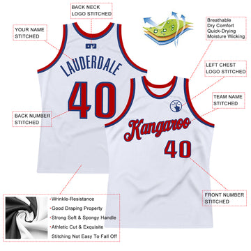 Custom White Red-Royal Authentic Throwback Basketball Jersey