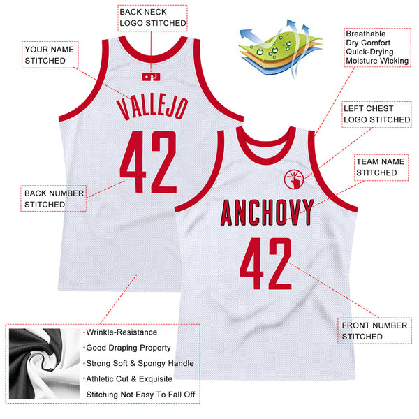 Sale Build White Basketball Authentic Black Throwback Jersey Red –  CustomJerseysPro