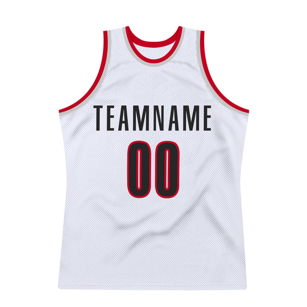 Sale Build White Basketball Red Rib-Knit Jersey Black – CustomJerseysPro