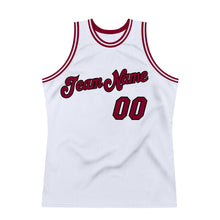 Load image into Gallery viewer, Custom White Maroon-Black Authentic Throwback Basketball Jersey
