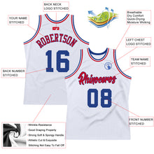 Load image into Gallery viewer, Custom White Royal-Red Authentic Throwback Basketball Jersey
