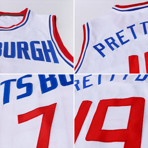 Custom White Royal-Red Authentic Throwback Basketball Jersey