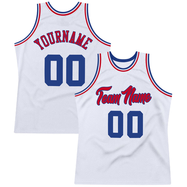 Sale Build Red Basketball Authentic White Throwback Jersey Royal –  CustomJerseysPro