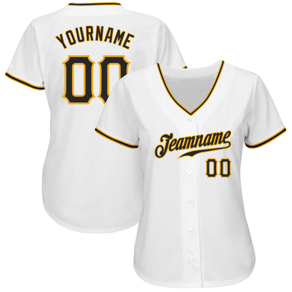 Sale Build Gold Baseball Authentic White Jersey Black – CustomJerseysPro