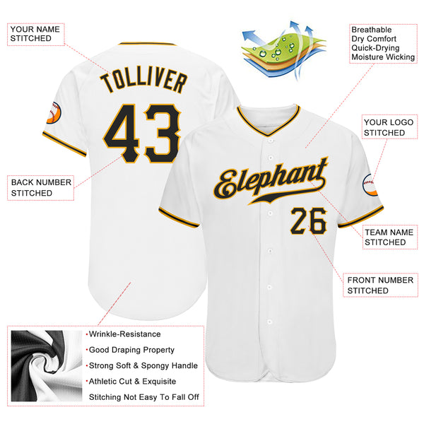 Sale Build Gold Baseball Authentic White Jersey Black – CustomJerseysPro