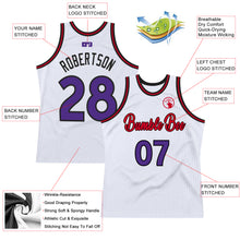 Load image into Gallery viewer, Custom White Purple-Red Authentic Throwback Basketball Jersey
