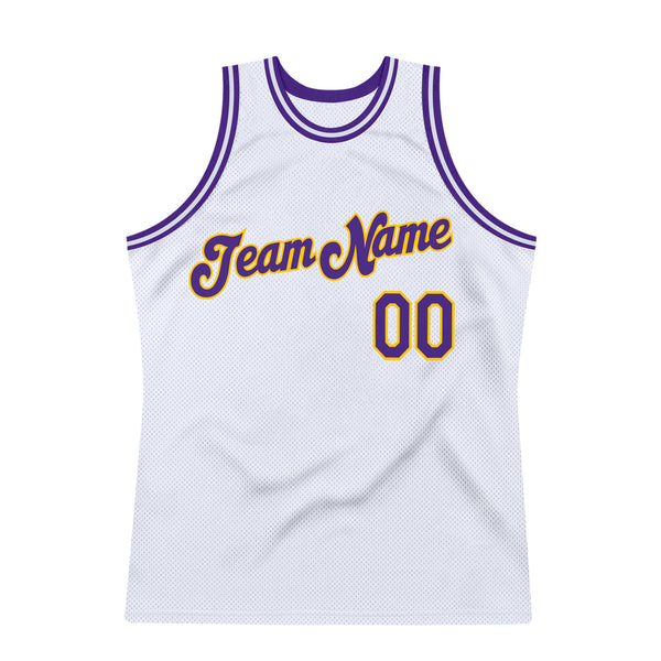 Cheap Custom Purple White-Old Gold Authentic Throwback Basketball