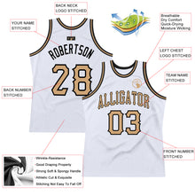 Laden Sie das Bild in den Galerie-Viewer, Custom White Old Gold-Black Authentic Throwback Basketball Jersey
