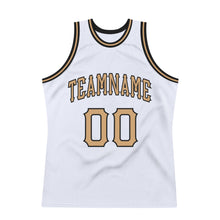 Laden Sie das Bild in den Galerie-Viewer, Custom White Old Gold-Black Authentic Throwback Basketball Jersey
