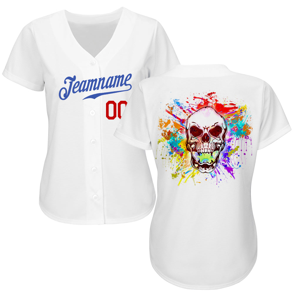 Cheap Custom Black White-Red Authentic Skull Fashion Baseball Jersey Free  Shipping – CustomJerseysPro