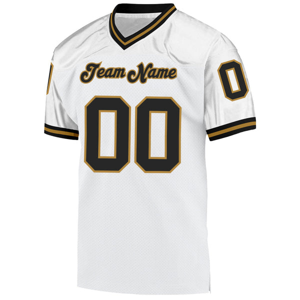 Custom White Black-Gold Mesh Authentic Football Jersey Football Authentic  Mesh – CustomJerseysPro