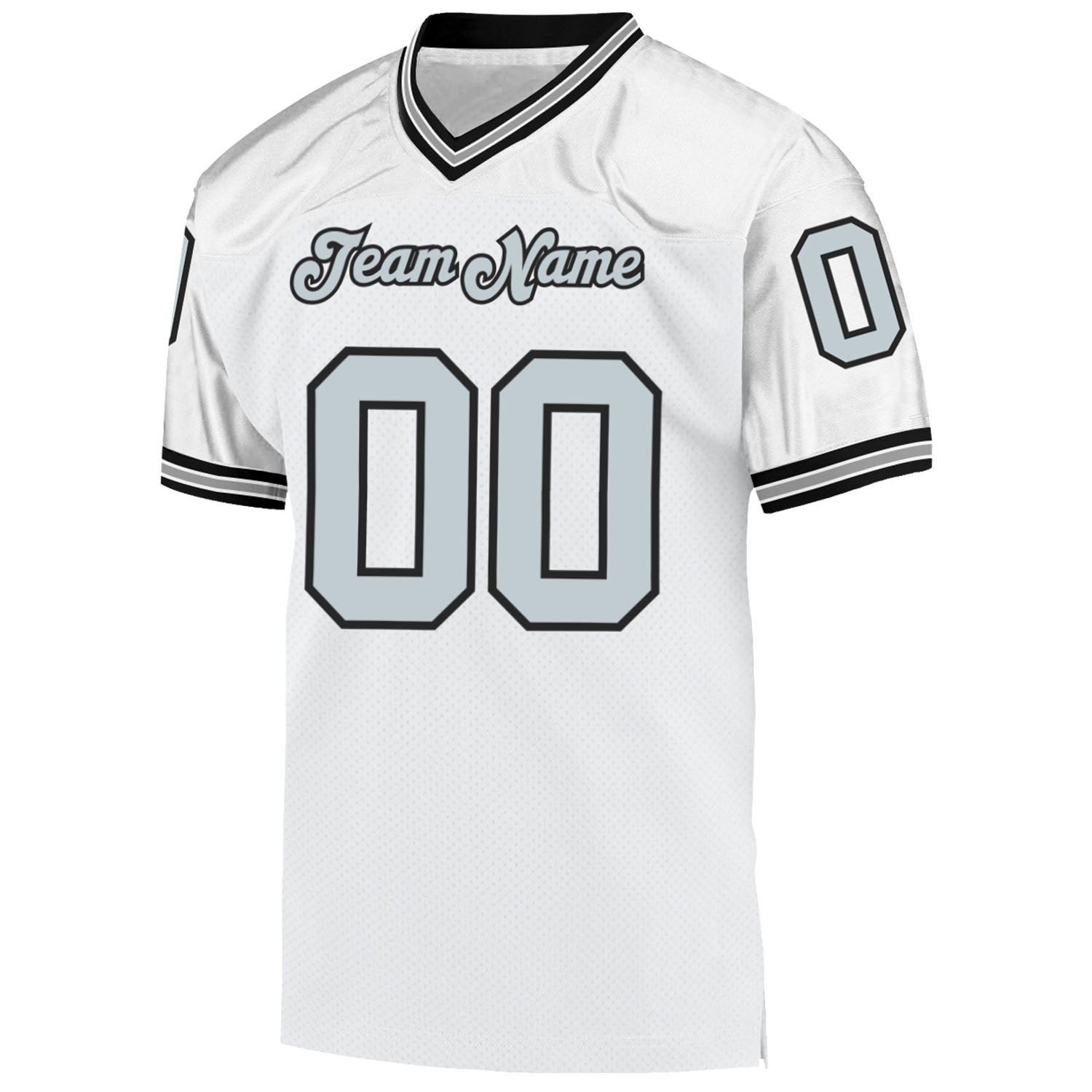 Custom White Black-Silver Mesh Authentic Football Jersey