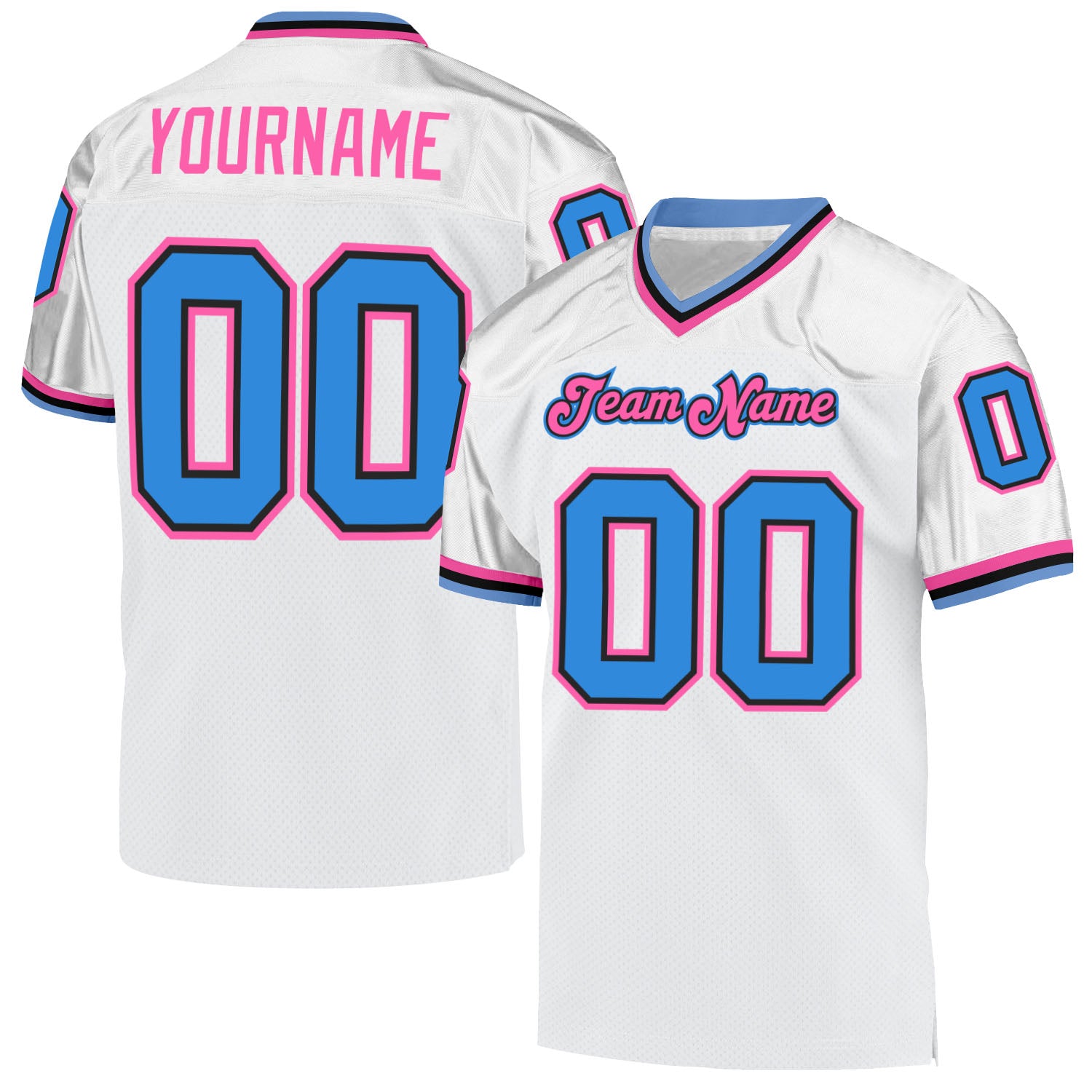 Custom Pink White-Powder Blue Mesh Authentic Football Jersey Sale