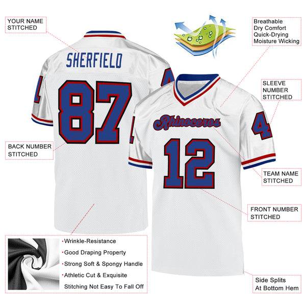 Cheap Custom Red White-Royal Mesh Authentic Football Jersey Free Shipping –  CustomJerseysPro