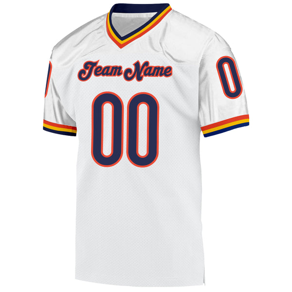 Custom Navy Orange-White Mesh Authentic Football Jersey – CustomJerseysPro