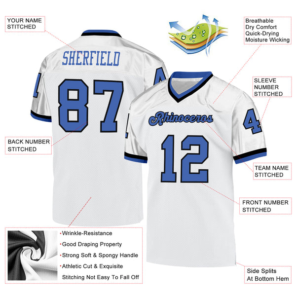 Custom Black White-Sky Blue Mesh Authentic Football Jersey Discount