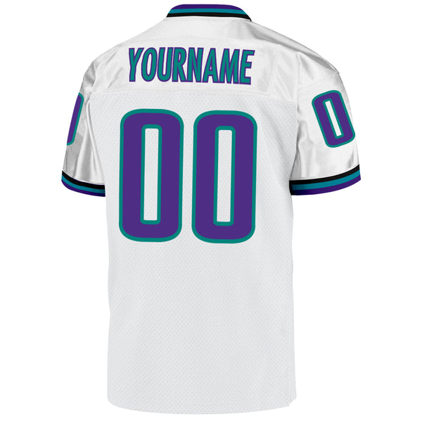 Cheap Custom White Purple-Aqua Mesh Authentic Throwback Football