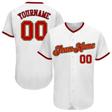 Загрузить изображение в средство просмотра галереи, Custom White Red-Old Gold Authentic Baseball Jersey
