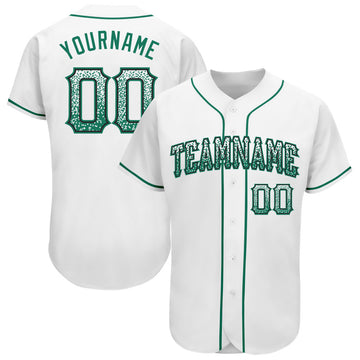 Custom White Kelly Green-Black Authentic Drift Fashion Baseball Jersey