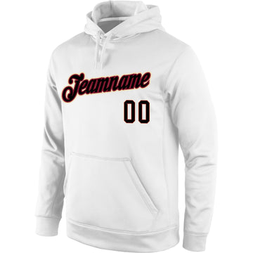 Custom Stitched White Black-Crimson Sports Pullover Sweatshirt Hoodie