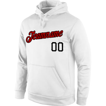 Custom Stitched White Red-Black Sports Pullover Sweatshirt Hoodie