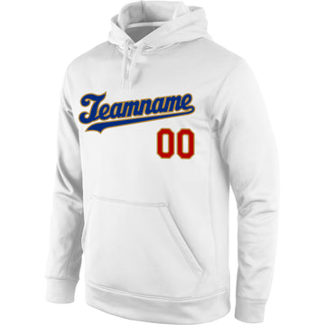 Custom Stitched White Royal-Old Gold Sports Pullover Sweatshirt Hoodie