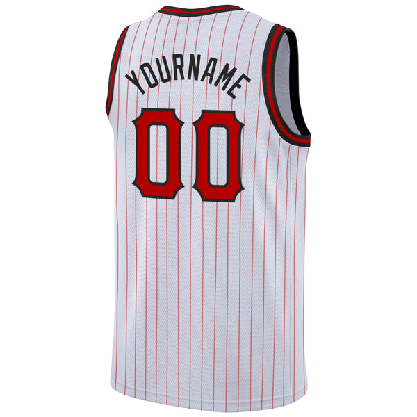 Custom Black Red Pinstripe Black Light Blue-Red Authentic Basketball Jersey  Sale – UKSN INC