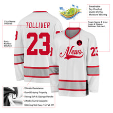 Load image into Gallery viewer, Custom White Red-Gray Hockey Jersey
